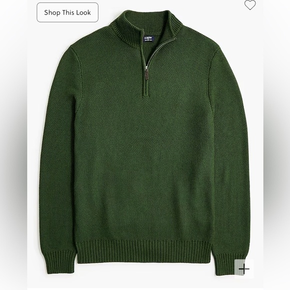 J crew championship green Cotton honeycomb knit half-zip - Picture 3 of 4